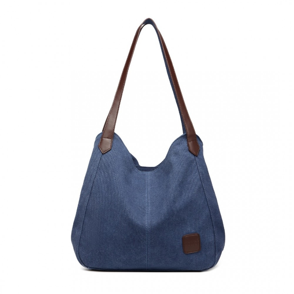 Granatowa Torebka Worek Hobo z Płótna Canvas Arima 