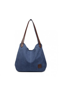 Granatowa Torebka Worek Hobo z Płótna Canvas Arima 