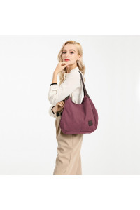 Burgundowa Torebka Worek Hobo z Płótna Canvas Arima 