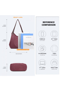 Burgundowa Torebka Worek Hobo z Płótna Canvas Arima 