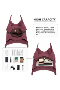 Burgundowa Torebka Worek Hobo z Płótna Canvas Arima 