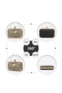 Złoto Czarna Torebka Puzderko motyw Pawia z Cyrkoniami i Uchwytem Moet 