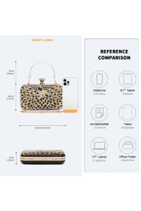 Złoto Czarna Torebka Puzderko motyw Pawia z Cyrkoniami i Uchwytem Moet 