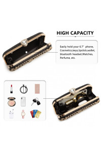 Złoto Czarna Torebka Puzderko motyw Pawia z Cyrkoniami i Uchwytem Moet 