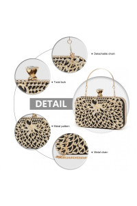 Złoto Czarna Torebka Puzderko motyw Pawia z Cyrkoniami i Uchwytem Moet 