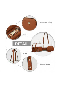 Zestaw 3x Torebek Shopper Crossbody Kosmetyczka Brąz i Biały TR01 