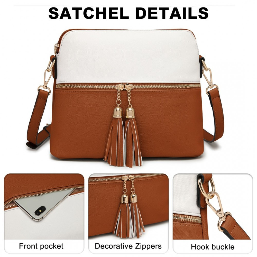 Zestaw 3x Torebek Shopper Crossbody Kosmetyczka Brąz i Biały TR01 