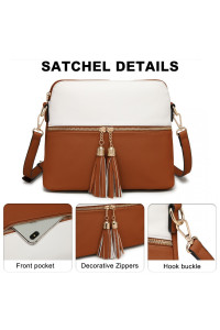 Zestaw 3x Torebek Shopper Crossbody Kosmetyczka Brąz i Biały TR01 
