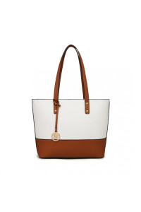 Zestaw 3x Torebek Shopper Crossbody Kosmetyczka Brąz i Biały TR01 