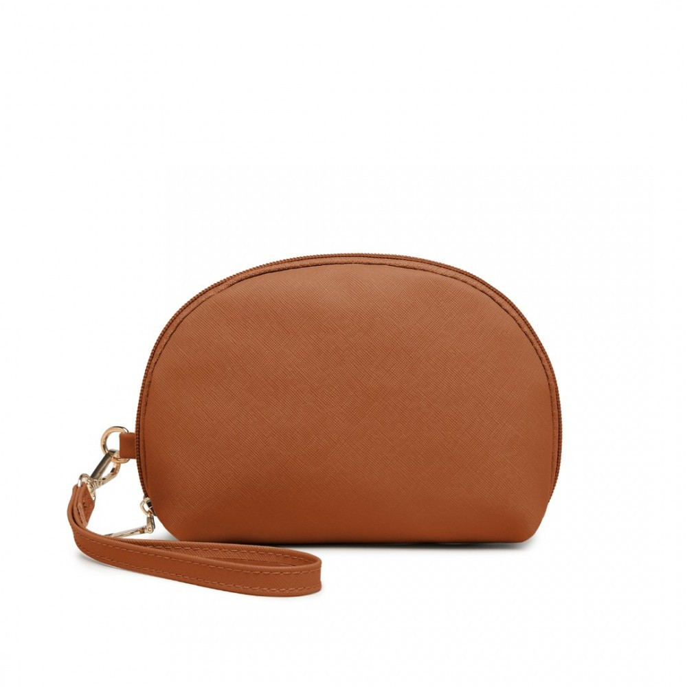 Zestaw 3x Torebek Shopper Crossbody Kosmetyczka Brąz i Biały TR01 