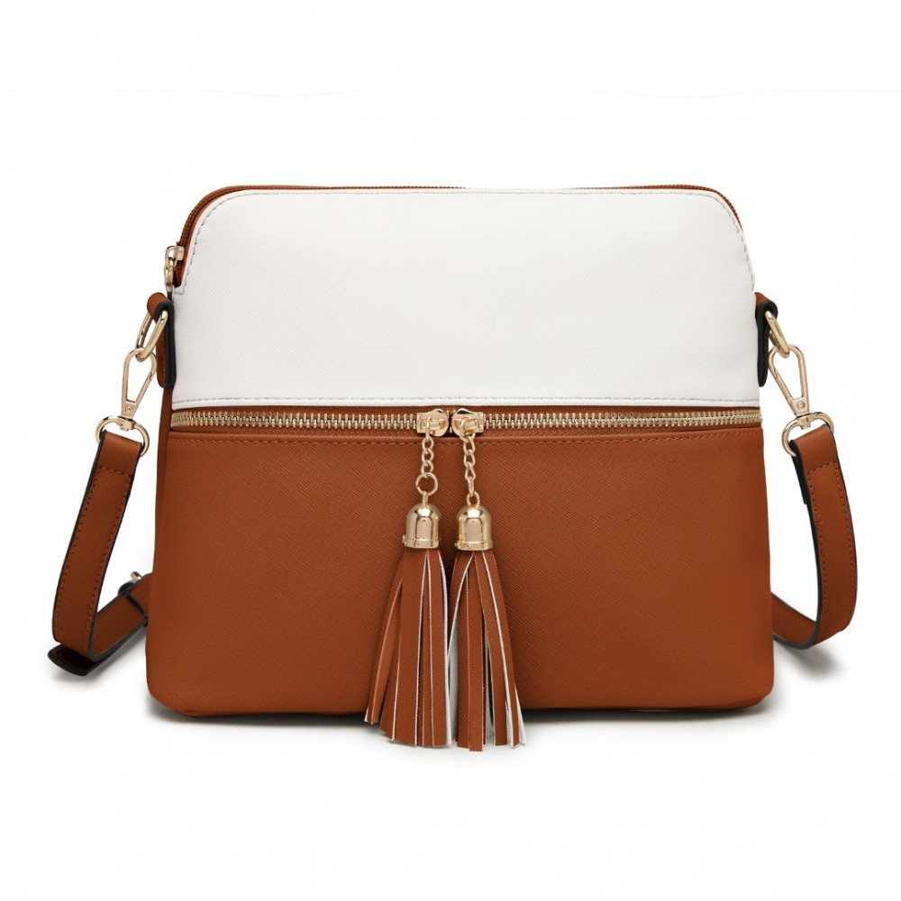 Zestaw 3x Torebek Shopper Crossbody Kosmetyczka Brąz i Biały TR01 
