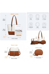 Zestaw 3x Torebek Shopper Crossbody Kosmetyczka Brąz i Biały TR01 