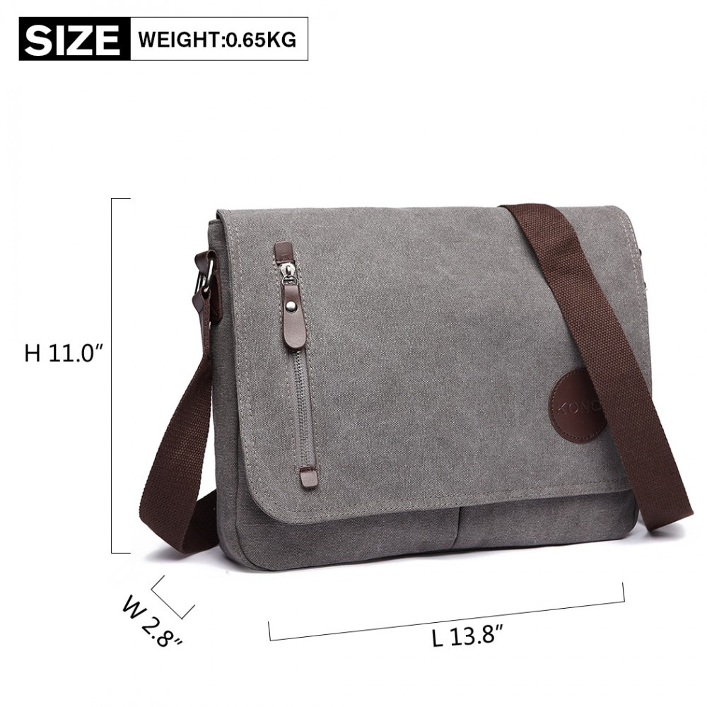 Szara Torba Vintage Męska z Płótna Karston 