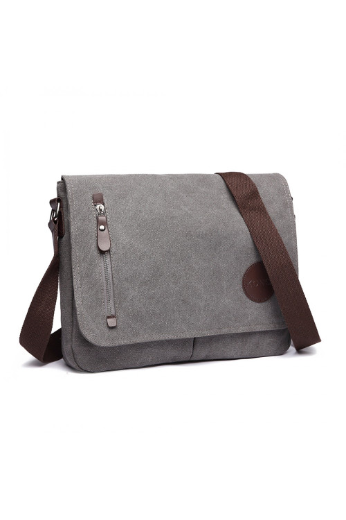 Szara Torba Vintage Męska z Płótna Karston 