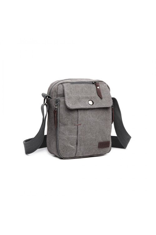 Szara Mała Torba Raportówka Męska z Płótna Canvas Keddo 