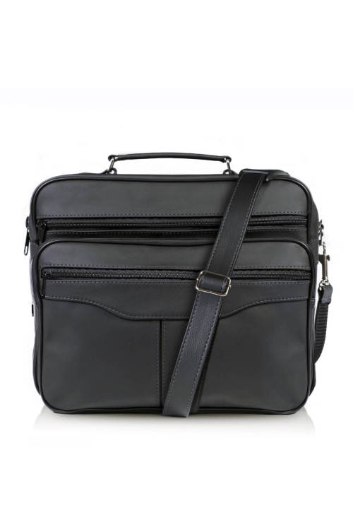 Duża Czarna Torba Męska do Pracy Skórzana z Uchwytem Nord12
