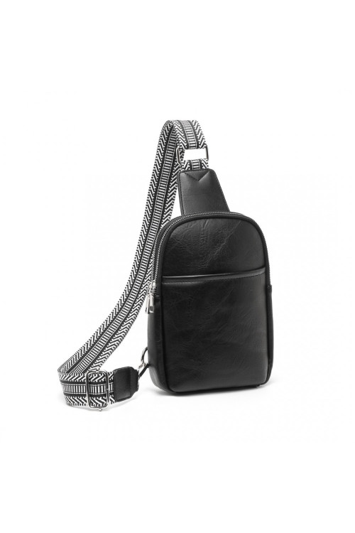 Czarna Torebka Saszetka Crossbody na Klatkę Piersiową Carel 