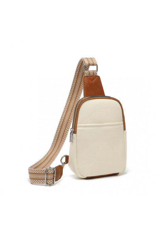 Beżowo Brązowa Torebka Saszetka Crossbody na Klatkę Piersiową Carel 