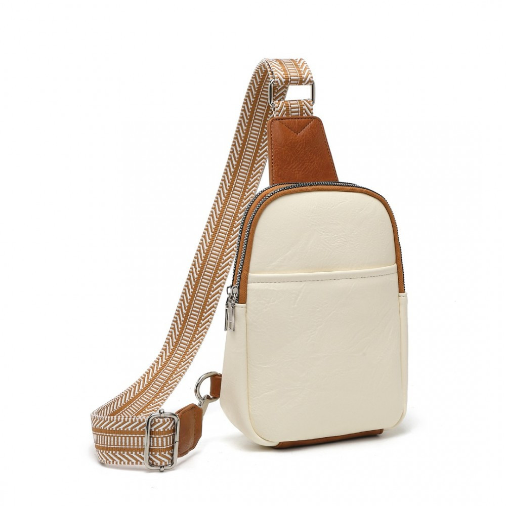 Beżowo Brązowa Torebka Saszetka Crossbody na Klatkę Piersiową Carel 