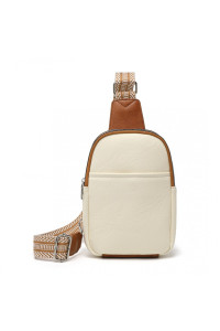 Beżowo Brązowa Torebka Saszetka Crossbody na Klatkę Piersiową Carel 