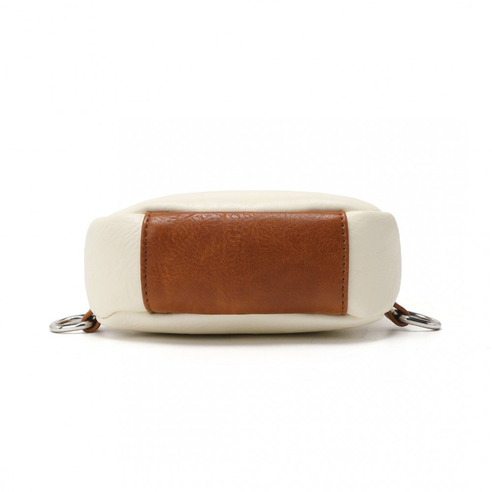 Beżowo Brązowa Torebka Saszetka Crossbody na Klatkę Piersiową Carel 