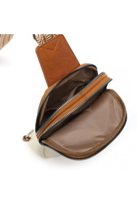 Beżowo Brązowa Torebka Saszetka Crossbody na Klatkę Piersiową Carel 