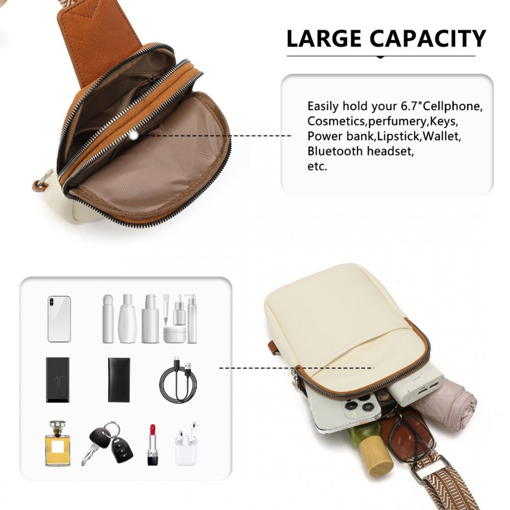 Beżowo Brązowa Torebka Saszetka Crossbody na Klatkę Piersiową Carel 