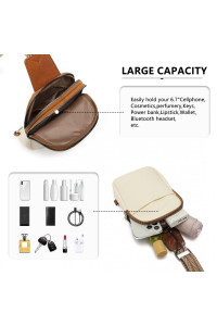 Beżowo Brązowa Torebka Saszetka Crossbody na Klatkę Piersiową Carel 