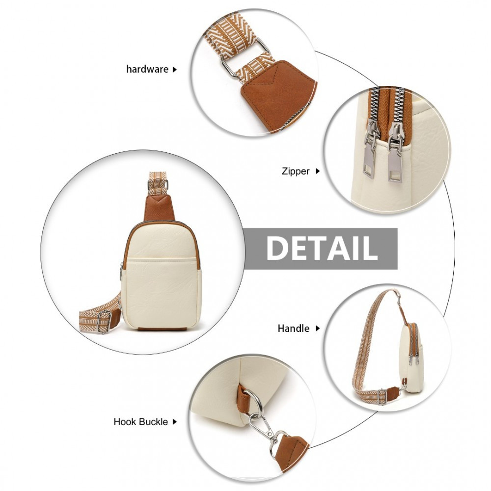 Beżowo Brązowa Torebka Saszetka Crossbody na Klatkę Piersiową Carel 