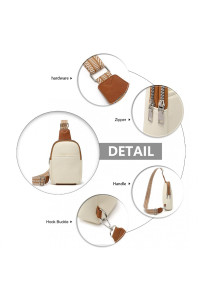 Beżowo Brązowa Torebka Saszetka Crossbody na Klatkę Piersiową Carel 
