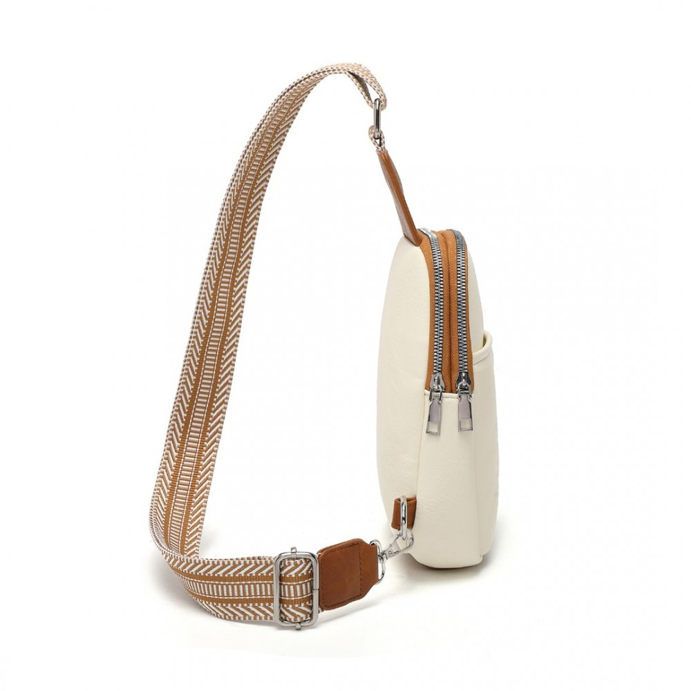 Beżowo Brązowa Torebka Saszetka Crossbody na Klatkę Piersiową Carel 