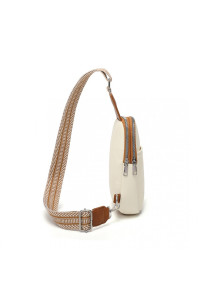 Beżowo Brązowa Torebka Saszetka Crossbody na Klatkę Piersiową Carel 