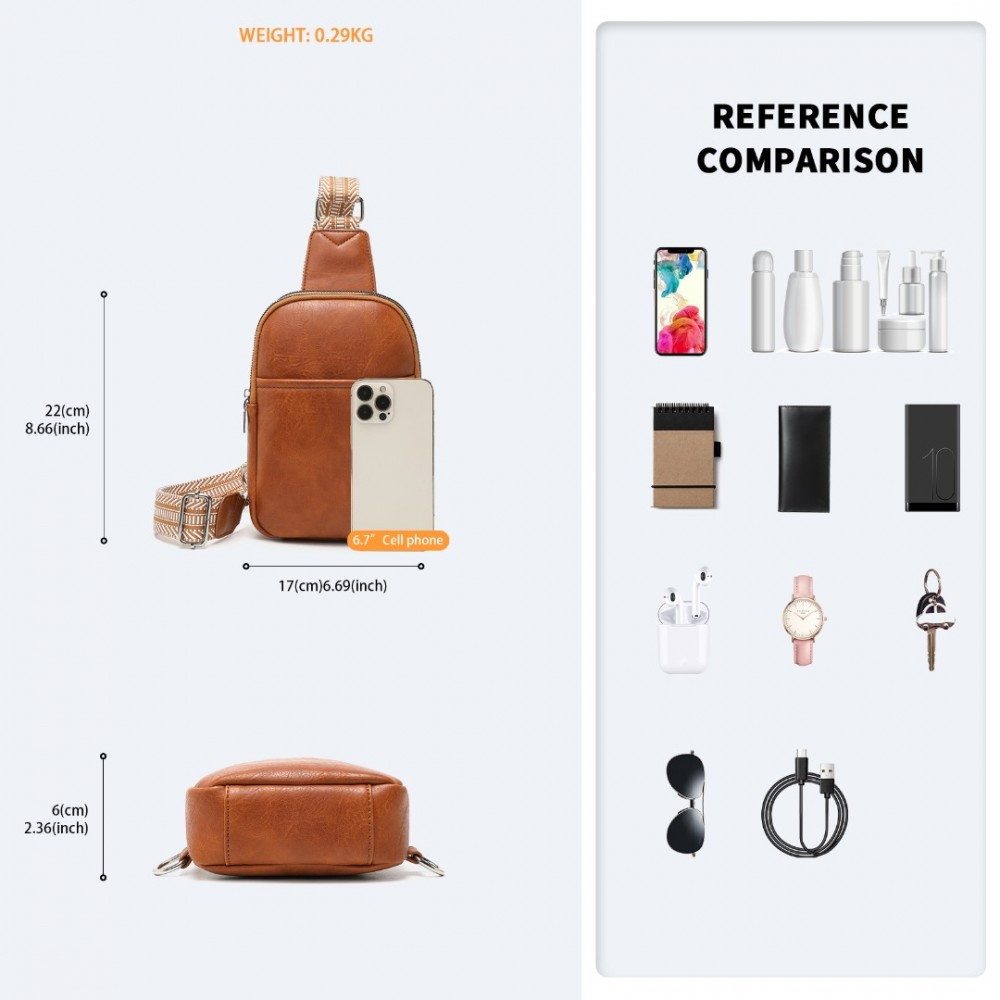 JasnoBrązowa Torebka Saszetka Crossbody na Klatkę Piersiową Carel 