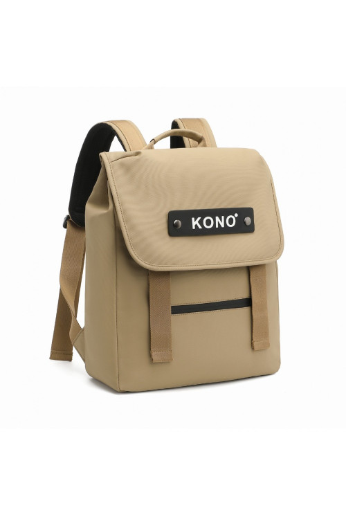 Beżowy Plecak Vintage Młodzieżowy Szkolny z Klapą Wodoodporny Cougar 