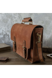 Jasnobrązowa Torba do Pracy z Klapą Skórzana Listonoszka Vintage Outlander BL120 