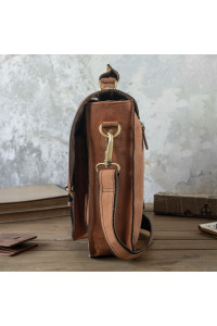Jasnobrązowa Torba do Pracy z Klapą Skórzana Listonoszka Vintage Outlander BL120 