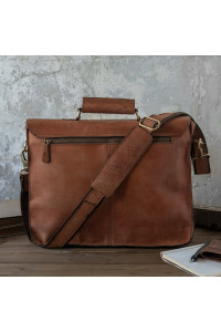 Jasnobrązowa Torba do Pracy z Klapą Skórzana Listonoszka Vintage Outlander BL120 