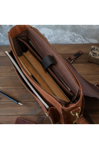 Jasnobrązowa Torba do Pracy z Klapą Skórzana Listonoszka Vintage Outlander BL120 