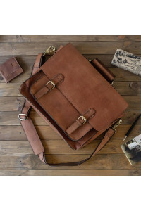 Jasnobrązowa Torba do Pracy z Klapą Skórzana Listonoszka Vintage Outlander BL120 