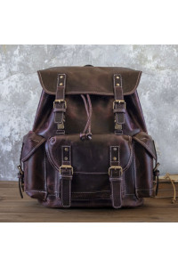 Burgundowy Plecak Skórzany Vintage z Kieszeniami na Laptopa 15,6" Belveder BL068 