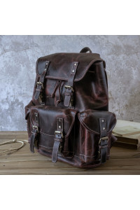 Burgundowy Plecak Skórzany Vintage z Kieszeniami na Laptopa 15,6" Belveder BL068 