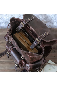 Burgundowy Plecak Skórzany Vintage z Kieszeniami na Laptopa 15,6" Belveder BL068 