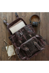 Burgundowy Plecak Skórzany Vintage z Kieszeniami na Laptopa 15,6" Belveder BL068 
