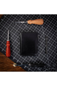 Czarny Bardzo Cienki Portfel Slim Wallet na Karty i Bilon Skóra Licowa BV717 