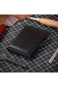Czarny Bardzo Cienki Portfel Slim Wallet na Karty i Bilon Skóra Licowa BV717 