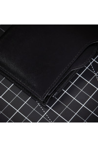 Czarny Bardzo Cienki Portfel Slim Wallet na Karty i Bilon Skóra Licowa BV717 