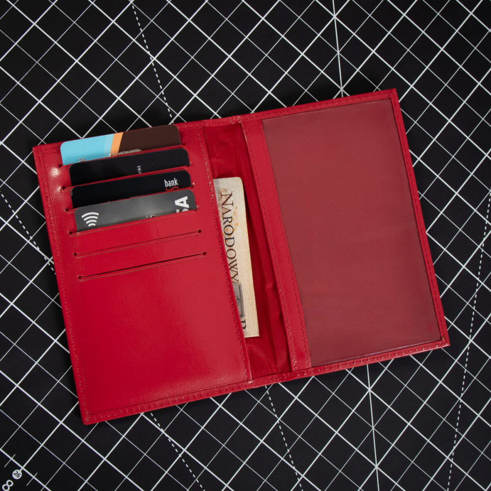 Czerwone Eleganckie Etui Damskie na Dowód Rejestracyjny Belveder BE92 