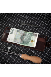 Czekoladowy Brąz Mały Portfel z Klipsem na Banknoty Karty Belveder BW48 