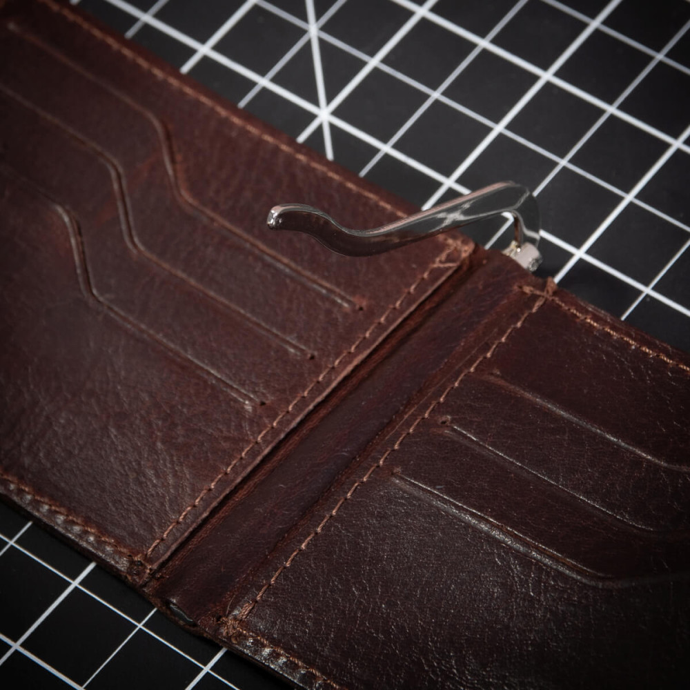 Czekoladowy Brąz Mały Portfel z Klipsem na Banknoty Karty Belveder BW48 