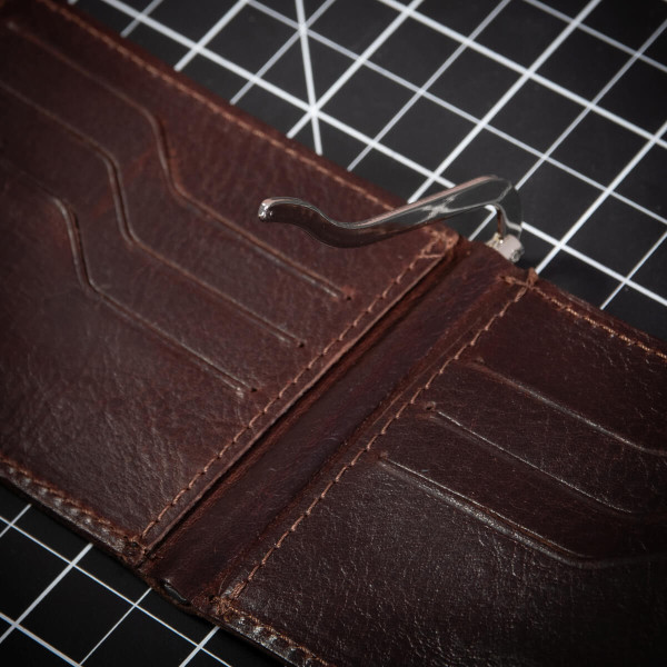 Czekoladowy Brąz Mały Portfel z Klipsem na Banknoty Karty Belveder BW48 